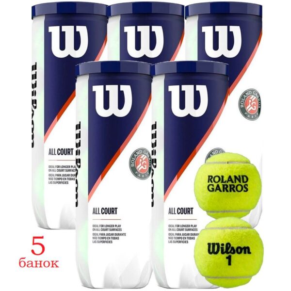 Мячи для тенниса Wilson Roland Garros AllCourt – 5 банок