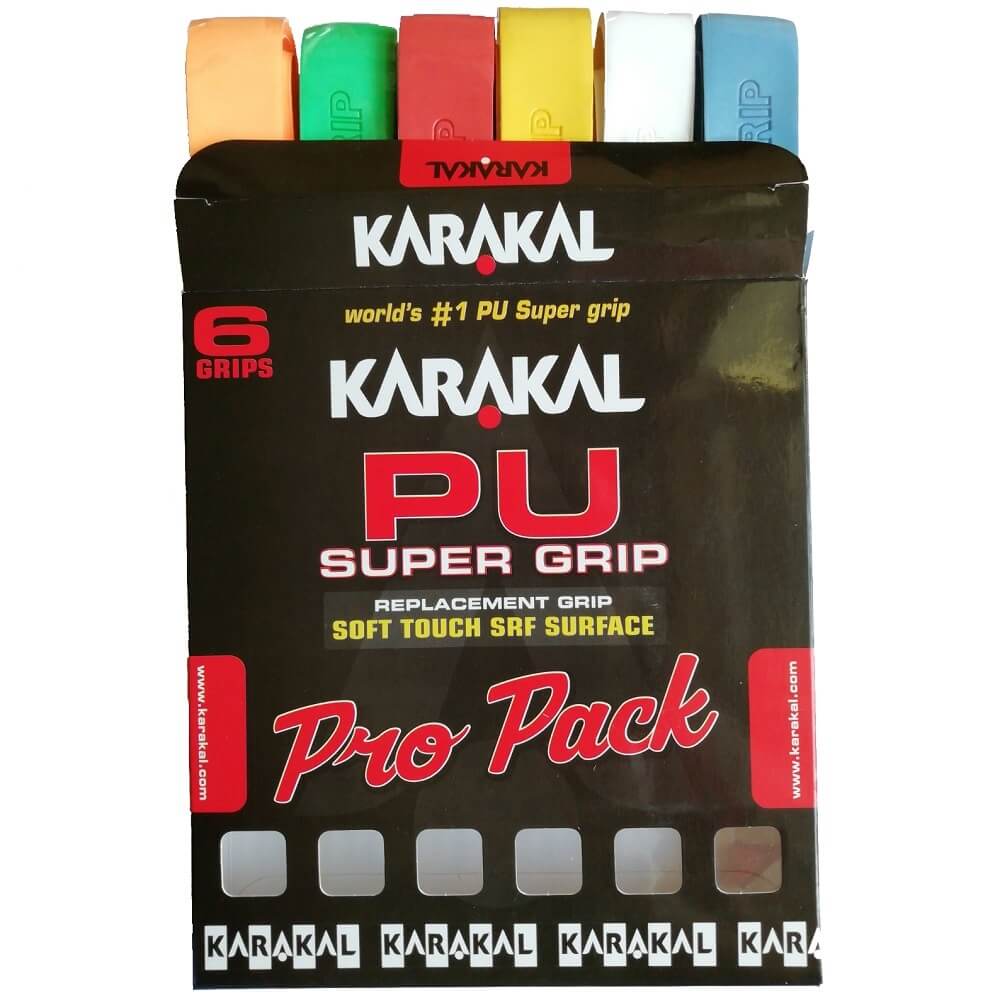 Ручка для сквоша Karakal PU SuperGrip (6)-assorted-коробка приоткрыта Ручка для сквоша-бадминтона Karakal PU SuperGrip - 6 шт.